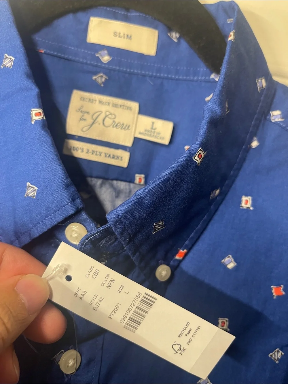 J. Crew Navy Blue Nautical Flags Button-Down Shirt